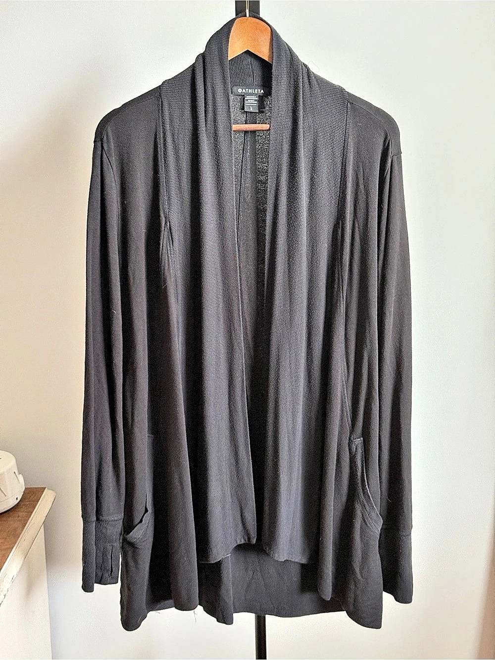 Athleta Open Front Cardigan in Black Size Large